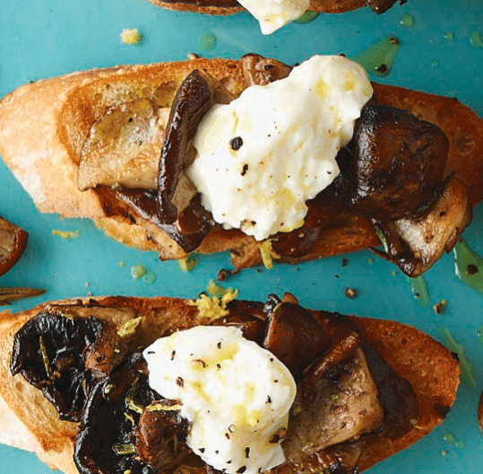 Wild Mushroom and Burrata Bruschetta