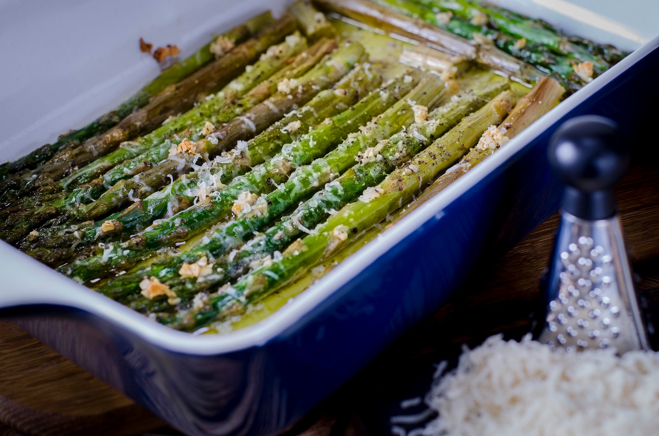 Basil Olive Oil & Strawberry Balsamic Roasted Asparagus with Parmesan Cheese