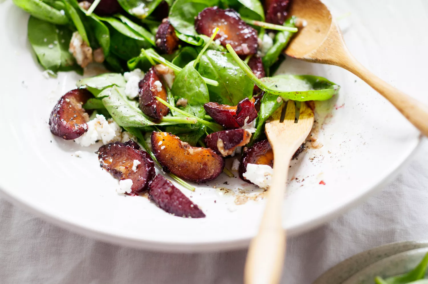 Spinach, Basil, and Plum Salad