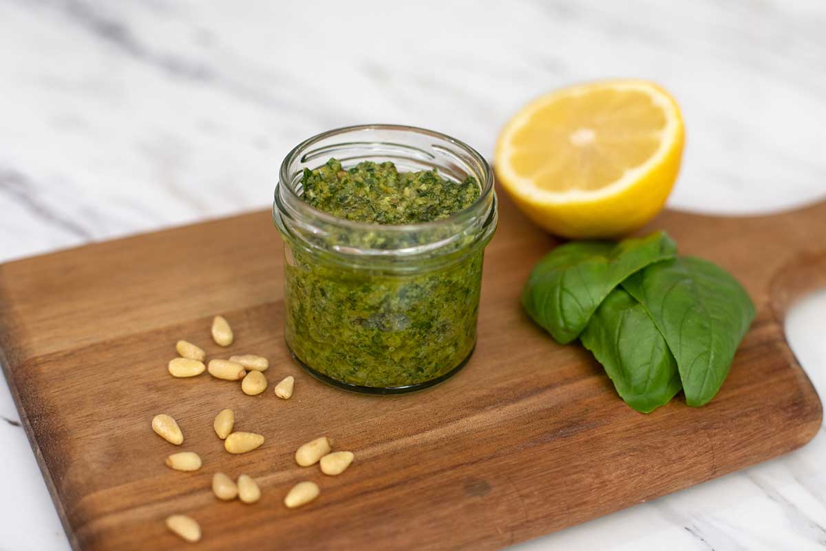 Lemon Peach Basil Pesto