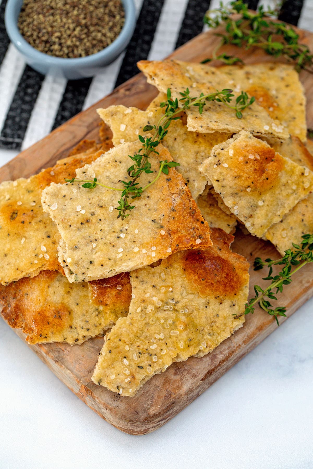 Black Pepper and Thyme Olive Oil Crackers