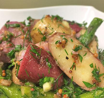 Warm Potato Salad with Mustard Vinaigrette and Asparagus