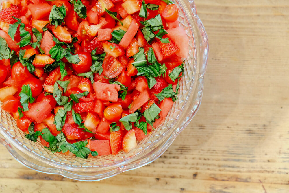 Watermelon Salad with Citrus Basil Dressing