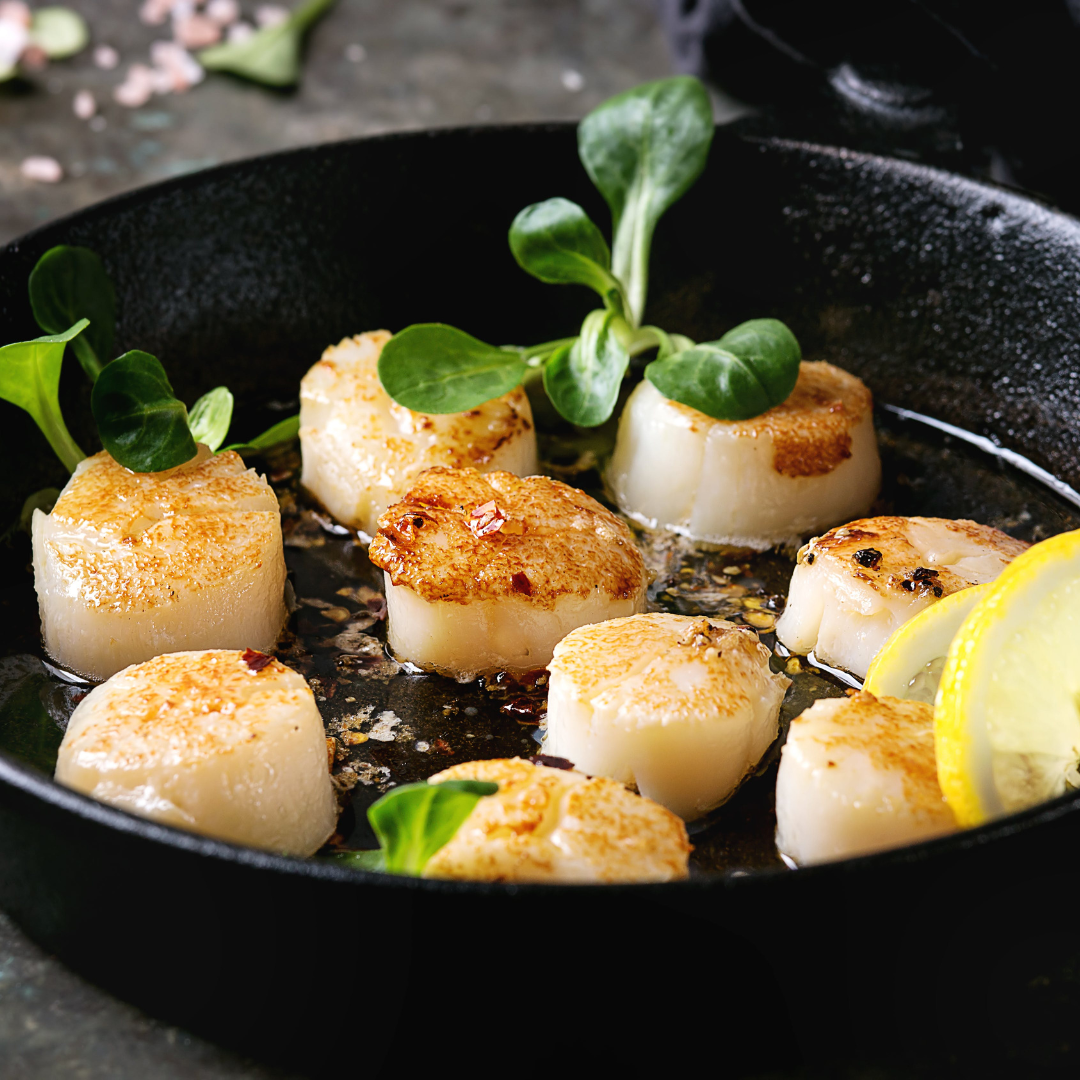 Grilled Scallops with Blood Orange &amp; Pomegranate Quince Glaze