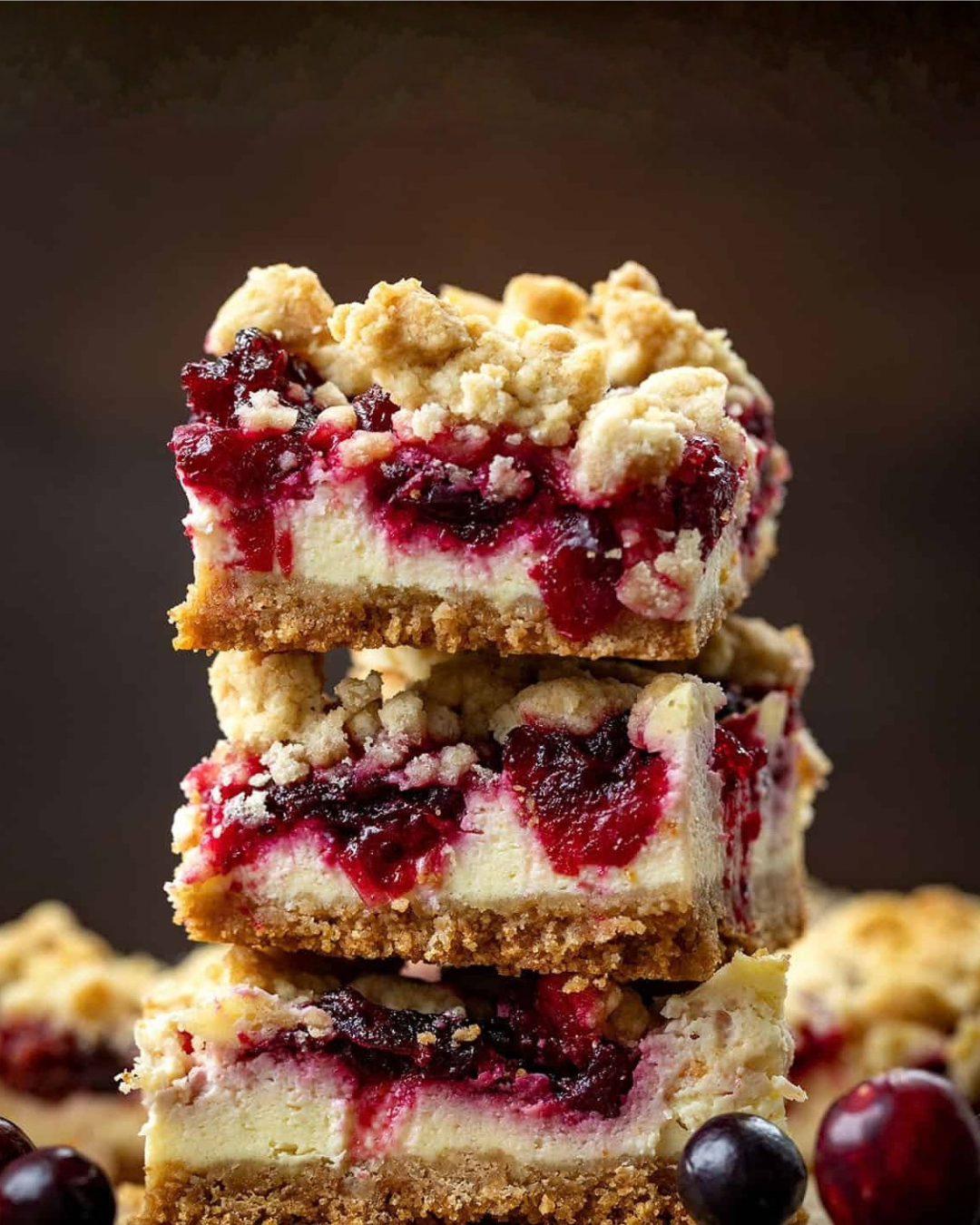 Cranberry Pear Cheesecake Bars