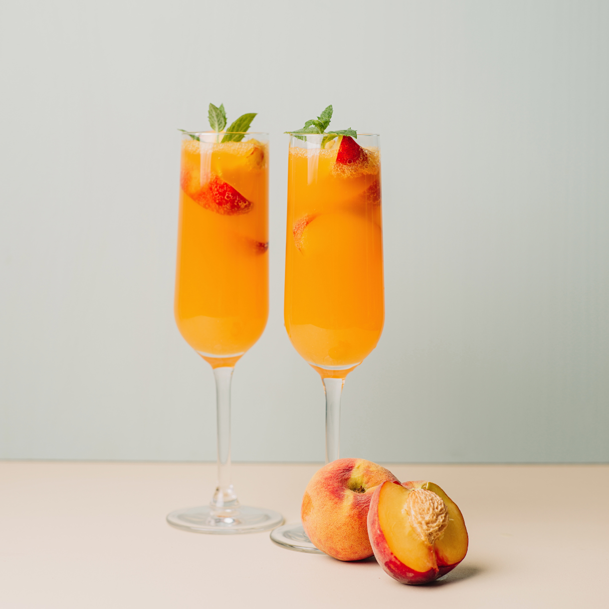 Peach Balsamic Champagne Cocktail