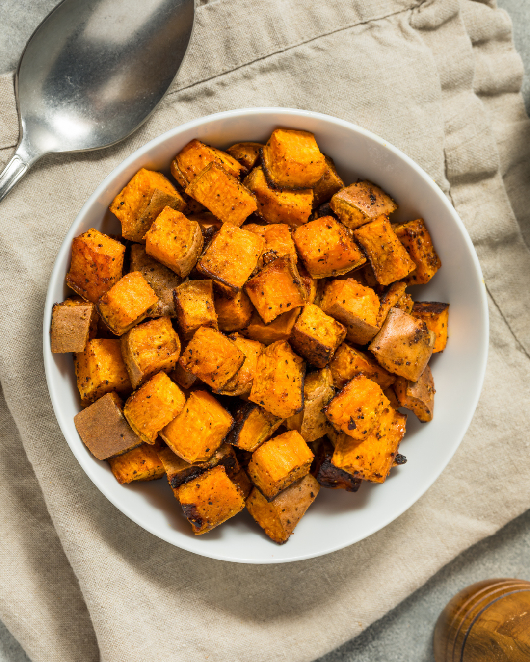 Roasted Sweet Potatoes with Butter Olive Oil and Chocolate Balsamic Reduction