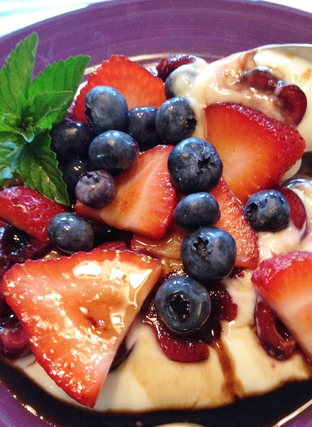 Fresh Fruit and Yogurt with a Balsamic Drizzle