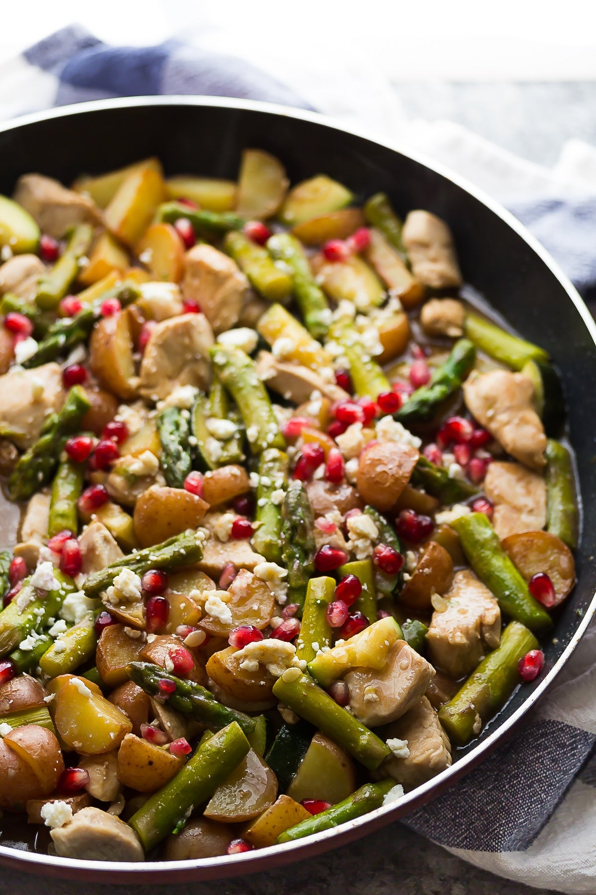 Healthy Balsamic Chicken Skillet with Pomegranate and Feta
