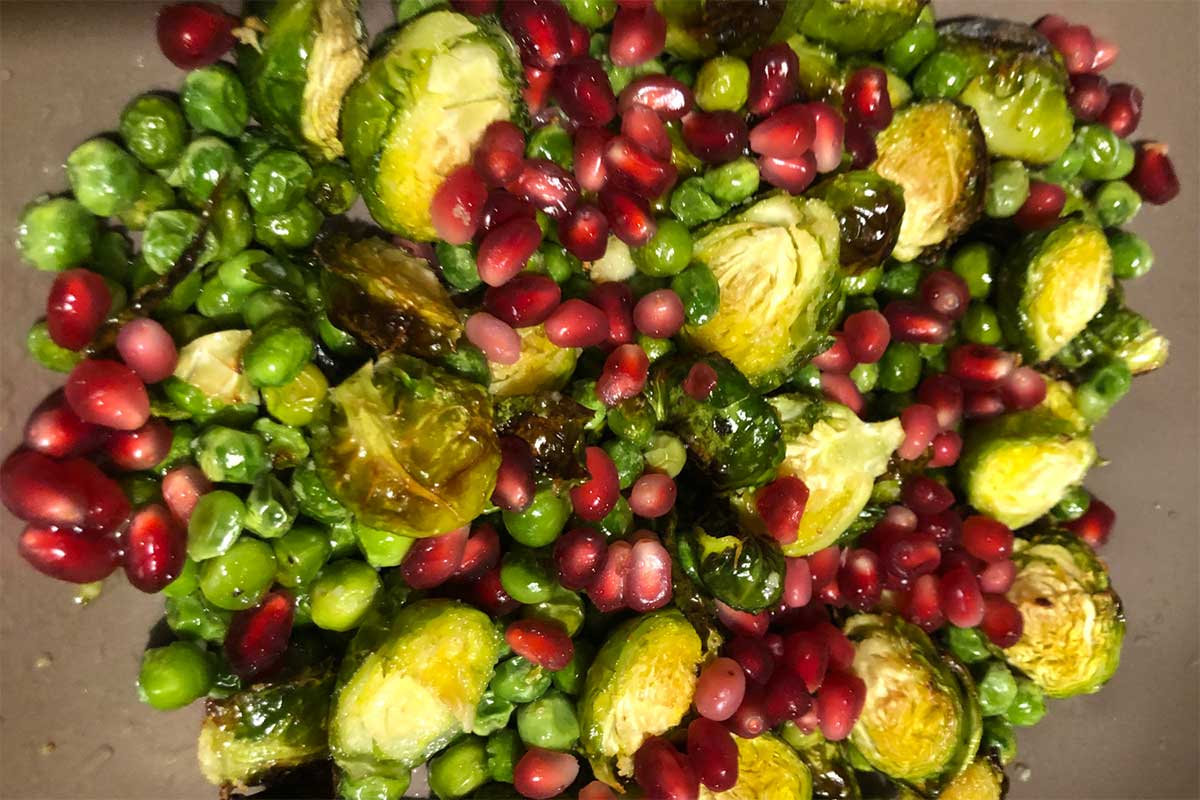 Warm Brussels Sprouts Salad with Blood Orange and Pomegranate Vinaigrette