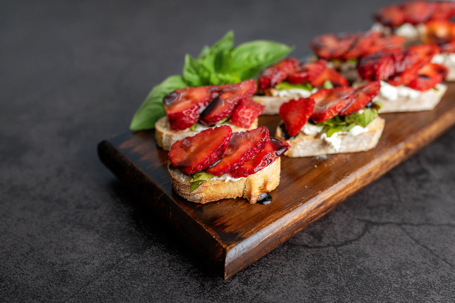Bruschetta with Strawberry Balsamic and Basil Olive OIl