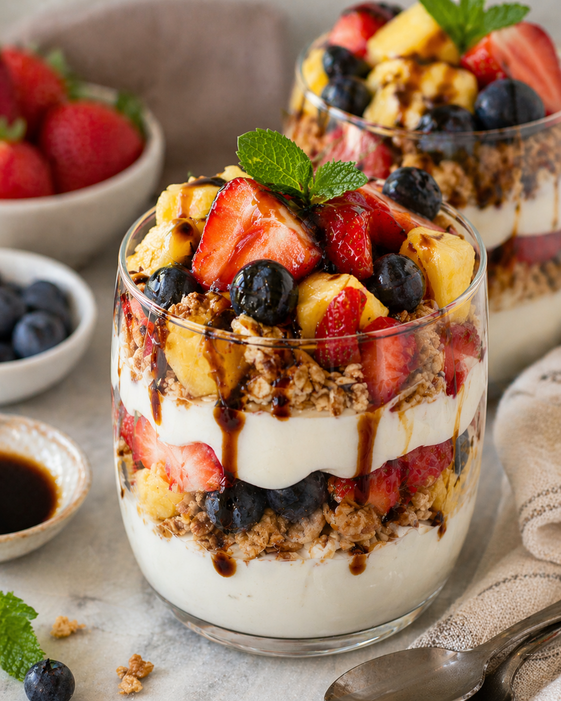 Fresh Berry & Pineapple Balsamic Parfait