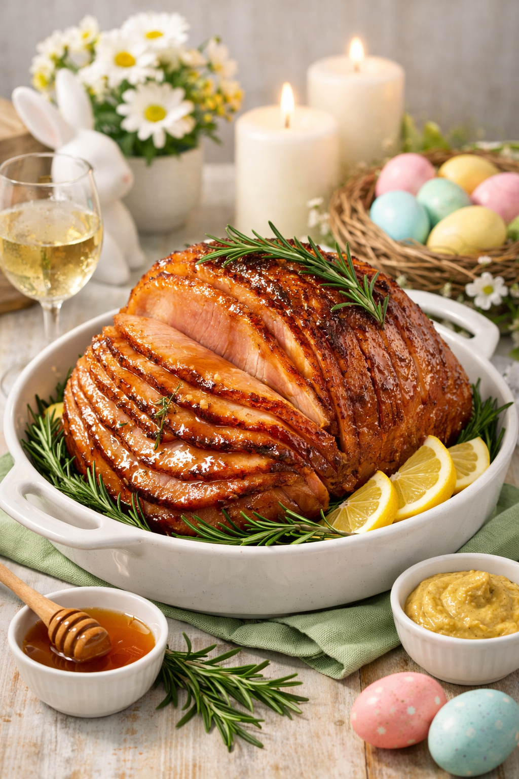 Lemon Rosemary Honey Glazed Ham