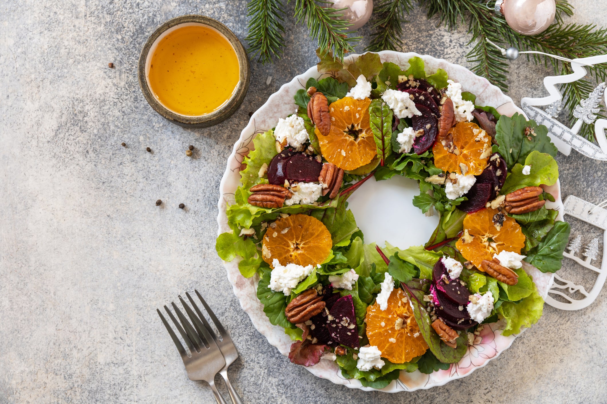 Christmas Salad with Herb-Grapefruit Vinaigrette