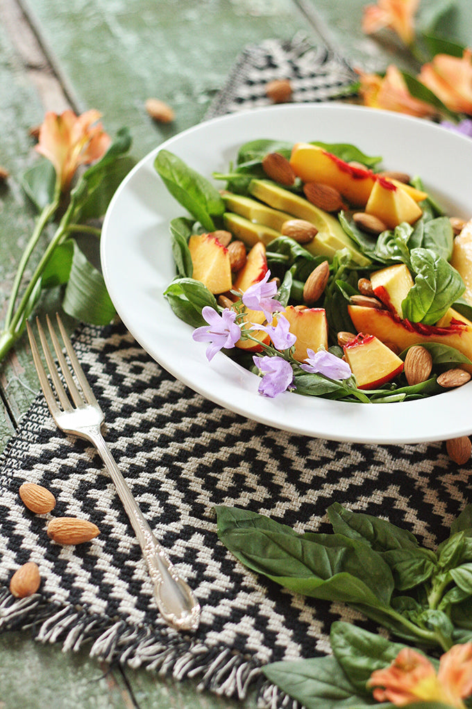 Nectarine Basil Salad with Pineapple Balsamic Vinaigrette