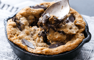 Skillet Chocolate Chip Cookies with J. Olive Co. Butter Olive Oil