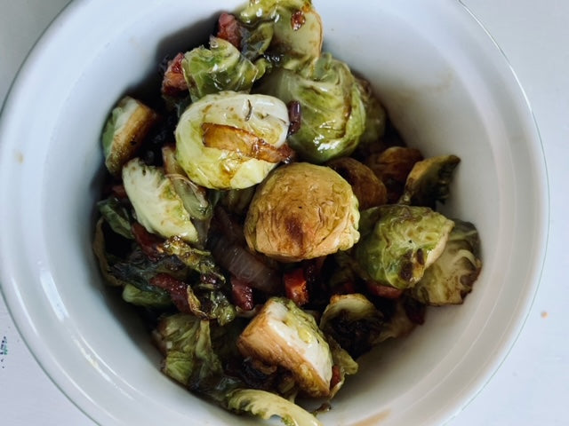 Roasted Brussels Sprouts with Pancetta and Balsamic Glaze