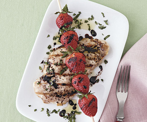 Grilled Chicken and Strawberries with Balsamic Syrup