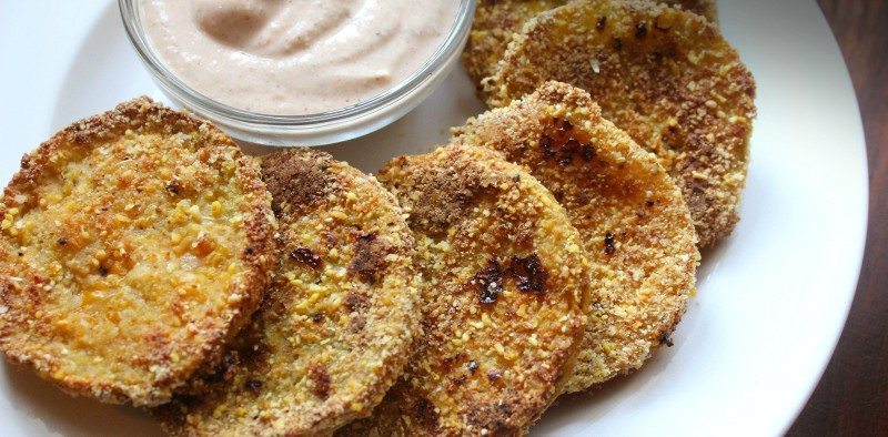 Oven Fried Green Tomatoes with Comeback Sauce